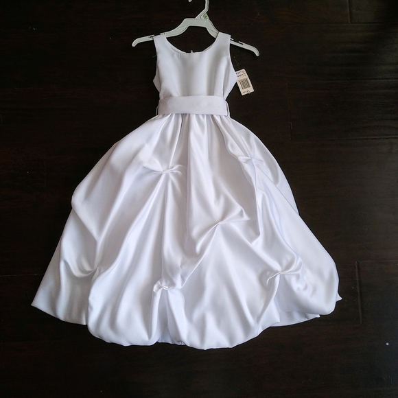 Girls White Satin Formal Dress - Picture 1 of 2